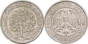 Gedenkausgaben  5 Reichsmark 1930 J Eichbaum ... 