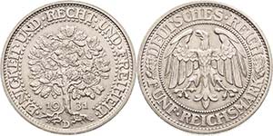 Gedenkausgaben  5 Reichsmark 1931 D Eichbaum ... 