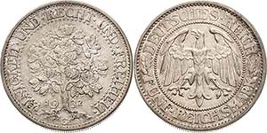 Gedenkausgaben  5 Reichsmark 1932 G Eichbaum ... 