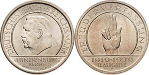 Gedenkausgaben  5 Reichsmark 1929 F ... 