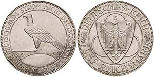 Gedenkausgaben  5 Reichsmark 1930 E ... 