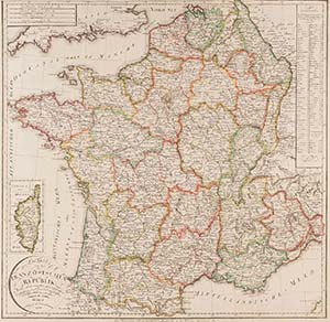 Ausland-Landkarten Frankreich Altcolorierter ... 