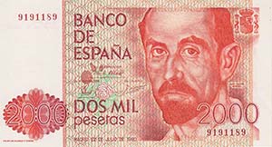 Ausland Spanien 2000 Pesetas 22.7.1980. 500 ... 