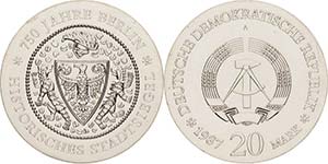 Gedenkmünzen  20 Mark 1987. Stadtsiegel  ... 