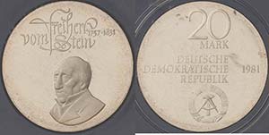 Gedenkmünzen Polierte Platte  20 Mark 1981. ... 