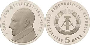 Gedenkmünzen Polierte Platte  5 Mark 1989. ... 