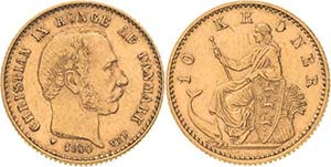 Dänemark Christian IX. 1863-1906 10 Kroner ... 
