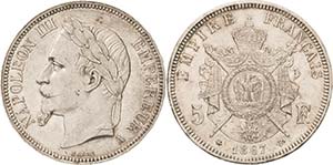 Frankreich Napoleon III. 1852-1870 5 Francs ... 