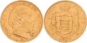 Monaco Charles III. 1856-1889 20 Francs ... 