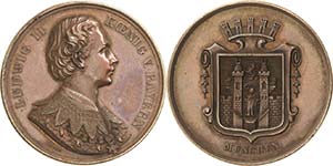 Bayern Ludwig II. 1864-1886 Bronzemedaille ... 