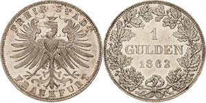 Frankfurt am Main  Gulden 1862.  AKS 14 ... 