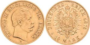Hessen Ludwig III. 1848-1877 10 Mark 1876 H  ... 