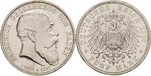 Baden Friedrich I. 1856-1907 5 Mark 1907 (G) ... 