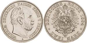 Preußen Wilhelm I. 1861-1888 2 Mark 1884 A  ... 