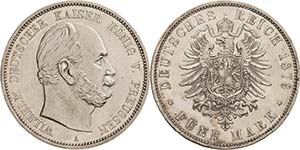 Preußen Wilhelm I. 1861-1888 5 Mark 1876 A  ... 
