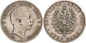 Preußen Wilhelm II. 1888-1918 5 Mark 1888 A ... 