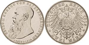 Sachsen-Meiningen Georg II. 1866-1914 2 Mark ... 