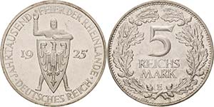 Gedenkausgaben  5 Reichsmark 1925 E ... 