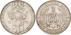 Gedenkausgaben  5 Reichsmark 1929 E Meißen. ... 