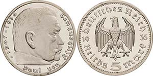 Gedenkausgaben  5 Reichsmark 1935 E ... 
