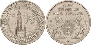 Ausgaben des Freistaates  10 Gulden 1935.  ... 