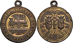 Eisenbahnen  Vergoldete Bronzemedaille 1888 ... 