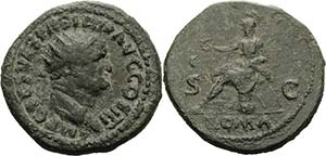Kaiserzeit Vespasian 69-79 Dupondius 71, Rom ... 