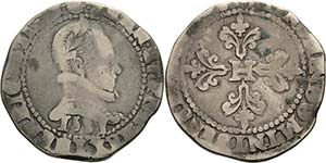 Frankreich Heinrich III. 1574-1589 1/2 Franc ... 