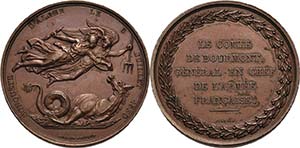 Frankreich Karl X. 1824-1830 Bronzemedaille ... 