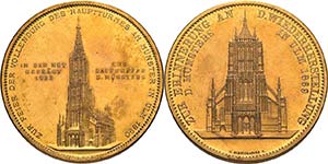 Ulm, Stadt  Vergoldete Bronzemedaille 1923 ... 