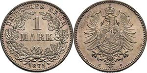 Kleinmünzen  1 Mark 1875 C  Jaeger 9 ... 