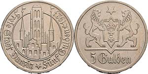 Ausgaben des Freistaates  5 Gulden 1923.  ... 