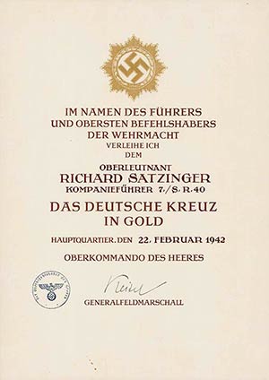 Orden des Dritten Reiches Deutsches Kreuz in ... 