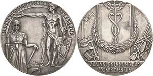 Jugendstil  Versilberte Bronzemedaille 1925 ... 