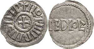 Frankreich Lothar I. 840-855 Denar, Mailand ... 