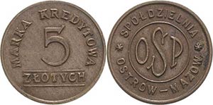 Polen Notmünzen 5 Zlotych o.J. Kreditgeld ... 