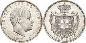 Portugal Carlos I. 1889-1908 1000 Reis 1899, ... 
