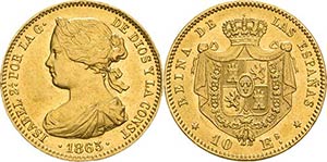 Spanien Isabell II. 1833-1868 10 Escudos ... 