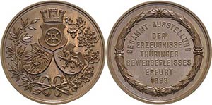 Erfurt-Stadt  Bronzemedaille 1893 (Apell) ... 