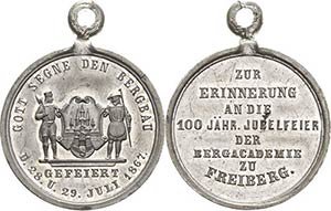 Freiberg  Zinnmedaille 1867. 100 Jahre der ... 