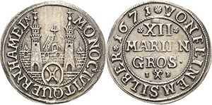 Hameln  12 Mariengroschen 1671, IB-Jonas ... 