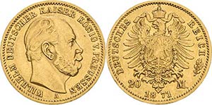 Preußen Wilhelm I. 1861-1888 20 Mark 1871 A ... 