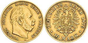 Preußen Wilhelm I. 1861-1888 10 Mark 1875 A ... 