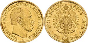 Preußen Wilhelm I. 1861-1888 20 Mark 1878 A ... 