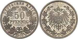 Kleinmünzen  50 Pfennig 1902 F  Jaeger 15 ... 