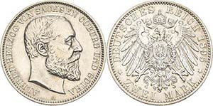Sachsen-Coburg-Gotha Alfred 1893-1900 2 Mark ... 