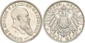 Sachsen-Meiningen Georg II. 1866-1914 2 Mark ... 