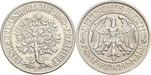 Gedenkausgaben  5 Reichsmark 1931 F Eichbaum ... 