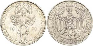 Gedenkausgaben  5 Reichsmark 1929 E Meißen  ... 
