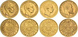 Reichsgoldmünzen Lot-4 Stück Preußen - ... 